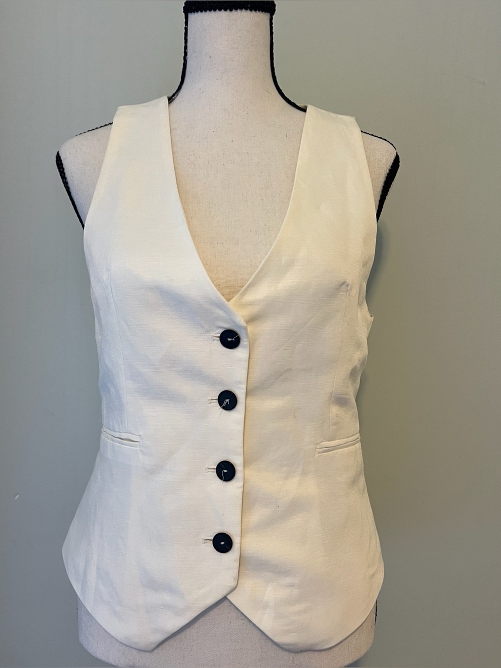 ZARA Women's Cream Button-Front Vest XS